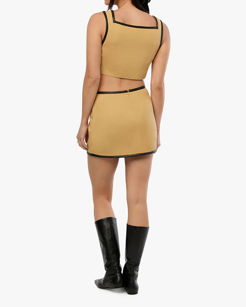 Leather Trim Crop Top & Leather Trim Mini Skirt by We Wore What