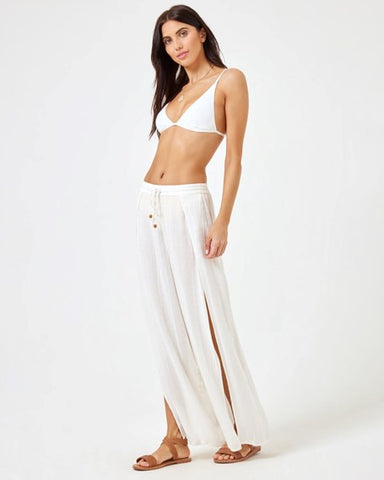 Cross Halter Top & Wavy Ruched Tie Side Bottom by Lulifama