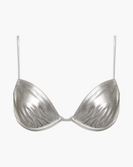 Ruched Underwire Top & Adjustable Bikini Bottom | Metallic Silver by We Wore What