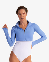 Indigo Full Zip Crop Rash Guard by BloqUv