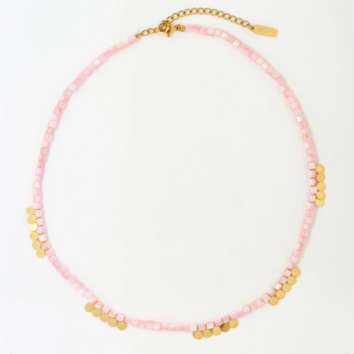 Lucky Pennies Necklace ~ Pink by Salty Cali