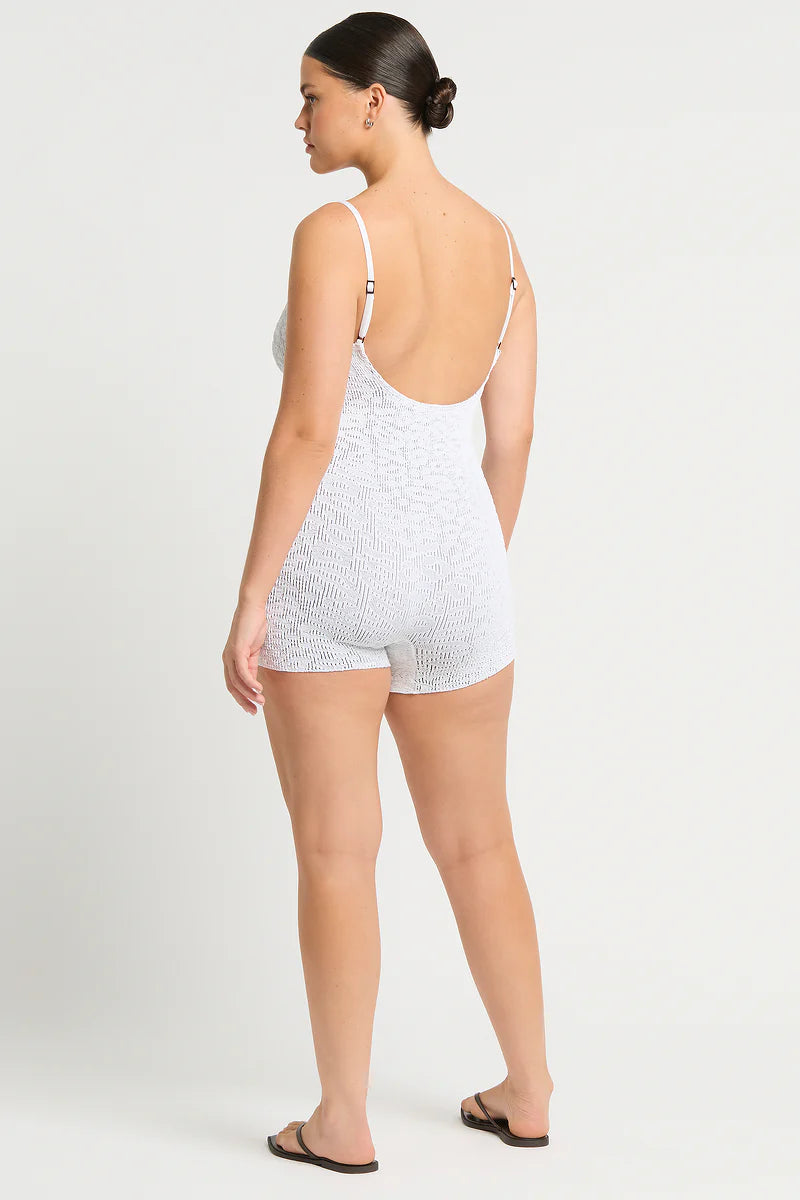 Rene Playsuit in White Leopard Two Tone by Bond Eye