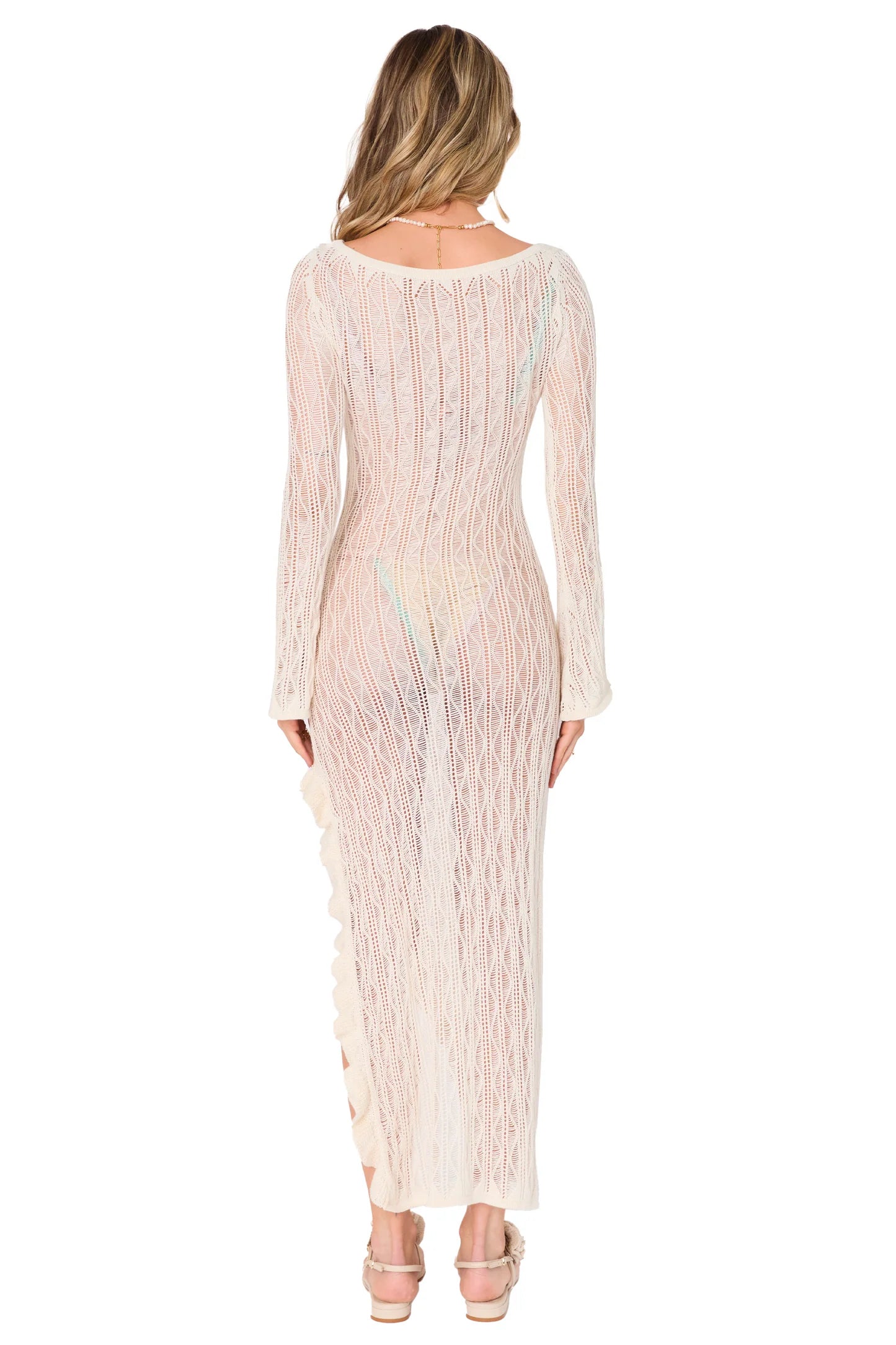 Brenda White Wavy Maxi Dress by Capittana