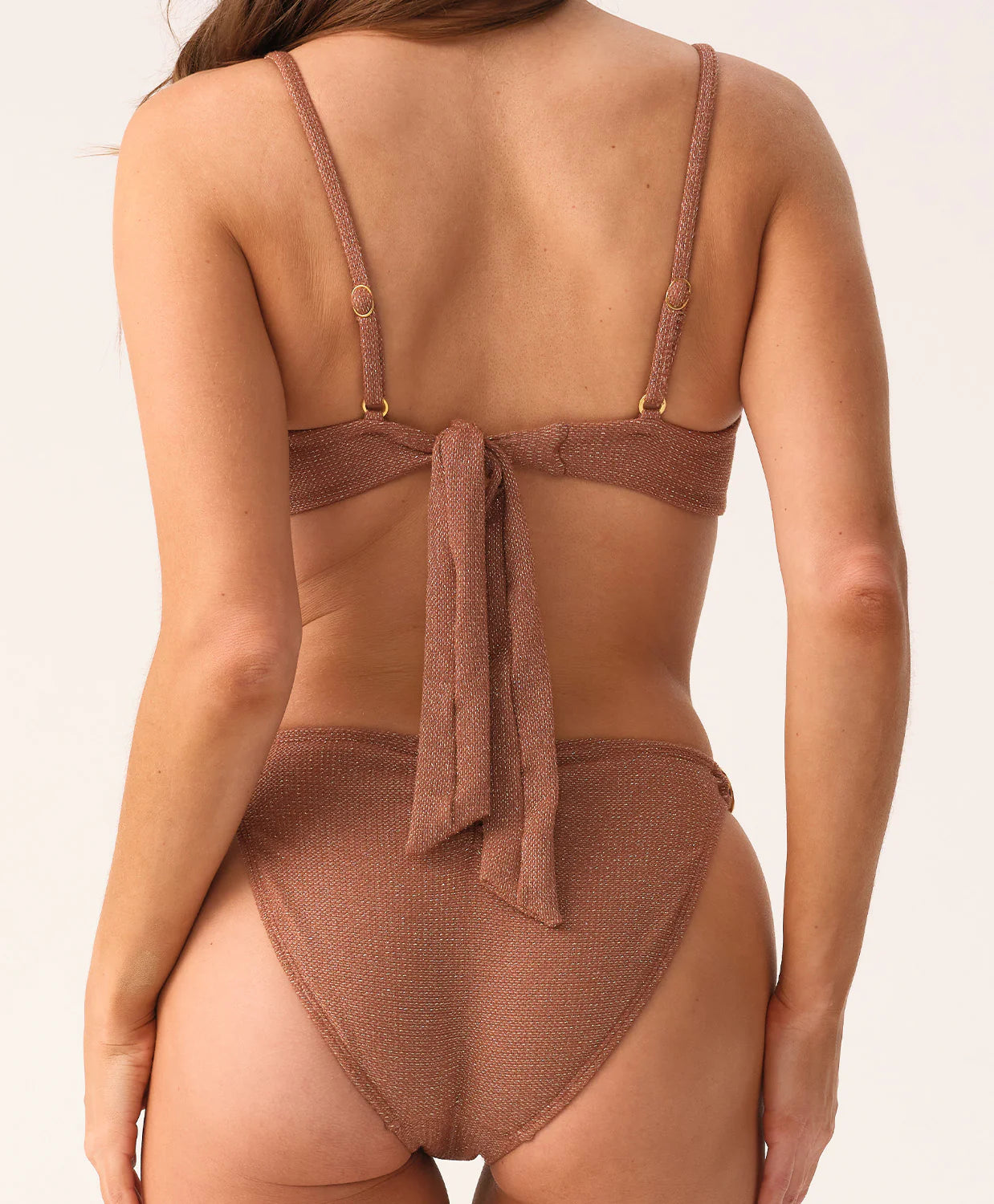 Mocha Sasha Bralette Top & Mocha Mara Full Bottom by PQ Swim