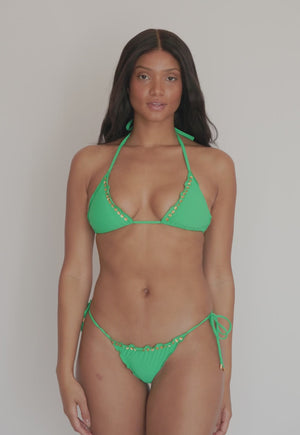 Clover Embroidered Tri Top & Clover Embroidered Tie Teeny Bottom by PQ Swim