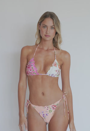 Bahia Embroidered Lettuce Tri Top & Bahia Embroidered Tie Teeny Bottom by PQ Swim