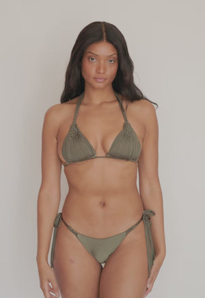 Olive Mila Tri Top & Olive Mila Teeny Tie  Bottom by PQ Swim