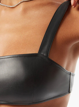 Black Vegan Leather Bra Top by We Wore What