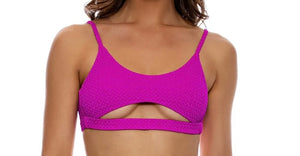 Fuchsia Capri Open Front Bralette & Ring Seamless Wavy Ruched Bottom by Lulifama