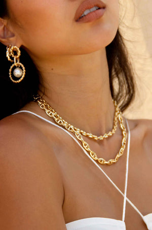 Golden Rays Linked Chain 18k Gold Plated Necklace Set by Ettika