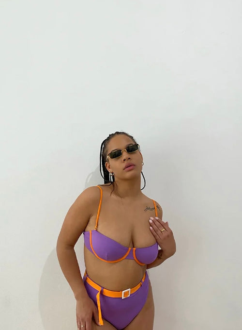 Amethyst Carrot Balconette Top & Emily High Waist Bottom by WeWoreWhat