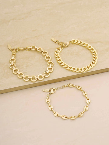 Linked Up 18k Gold Plated Chain Bracelet Set by Ettika